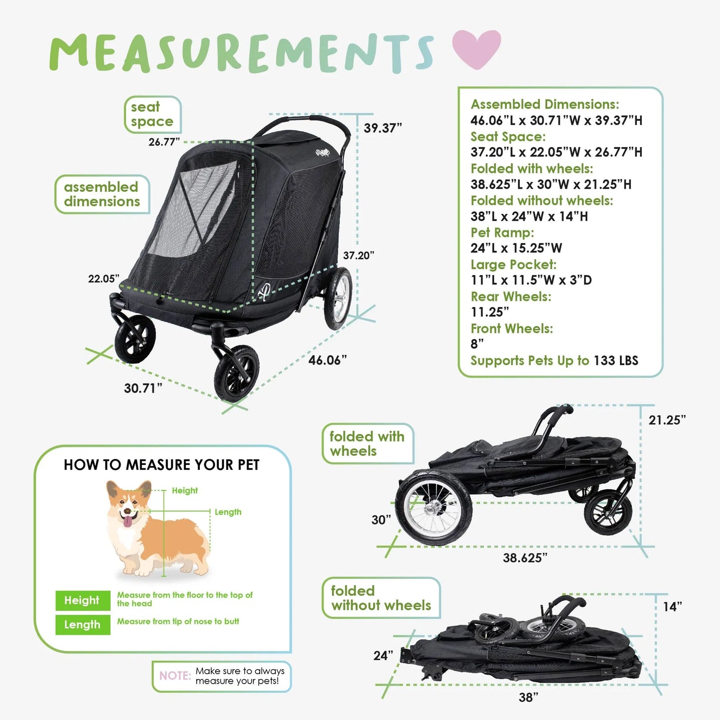 Apollo Elite Pet Stroller w/ Tire Pump