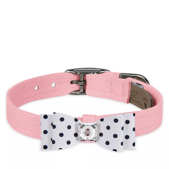 Susan Lanci Designs Black & White Houndstooth Big Bow Collar - Luxvetco