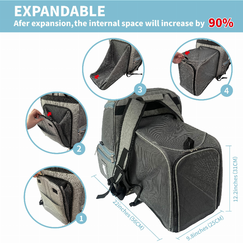 Mr. Peanut's Tahoe Series Expandable Backpack Pet Carrier - Luxvetco