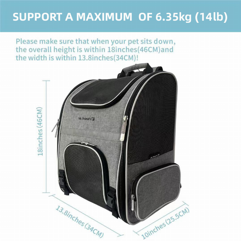 Mr. Peanut's Malibu Series Backpack Pet Carrier Stroller With Detachable Wheelbase - Luxvetco
