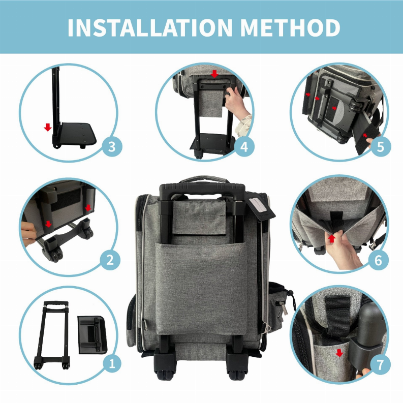 Mr. Peanut's Malibu Series Backpack Pet Carrier Stroller With Detachable Wheelbase - Luxvetco
