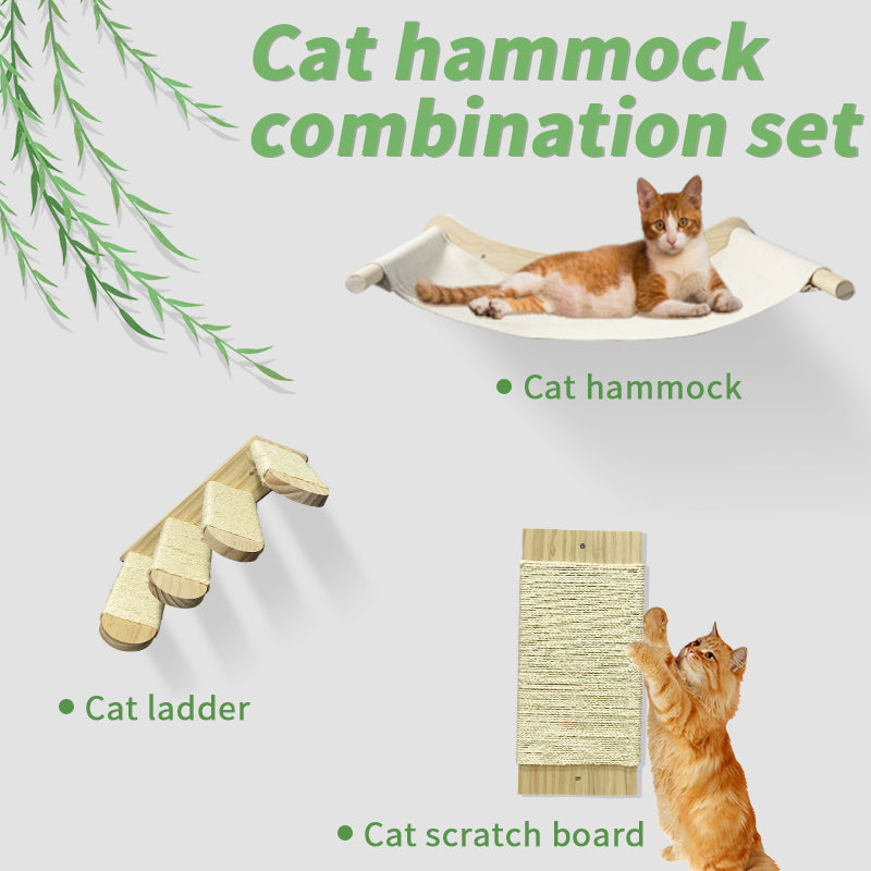 Wooden Cat Hammock Climbing Shelf
