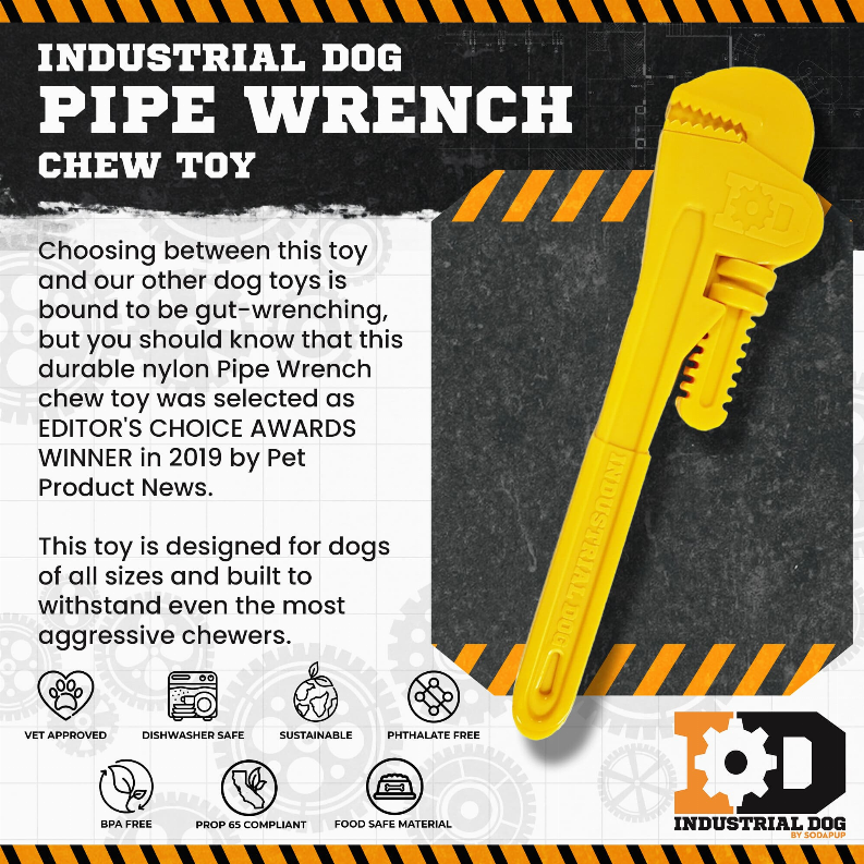 ID Pipe Wrench  Ultra Durable Nylon Dog Chew Toy for Aggressive Chewers - Luxvetco
