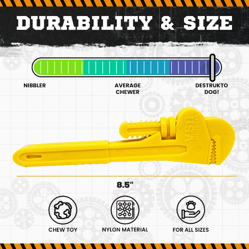 ID Pipe Wrench  Ultra Durable Nylon Dog Chew Toy for Aggressive Chewers - Luxvetco
