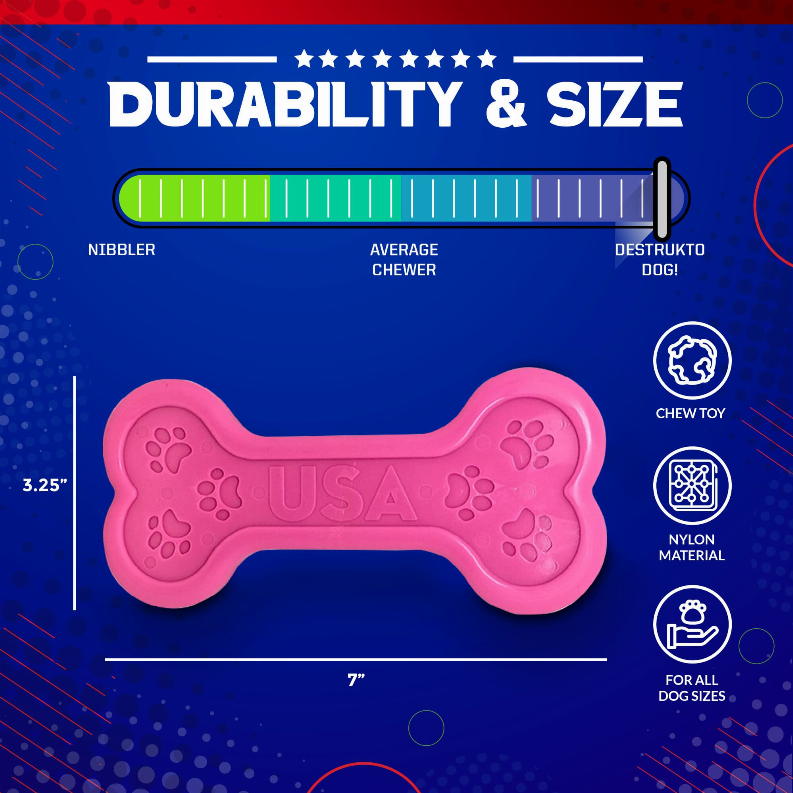 MKB Bone Ultra Durable Nylon Dog Chew Toy for Aggressive Chewers - Luxvetco