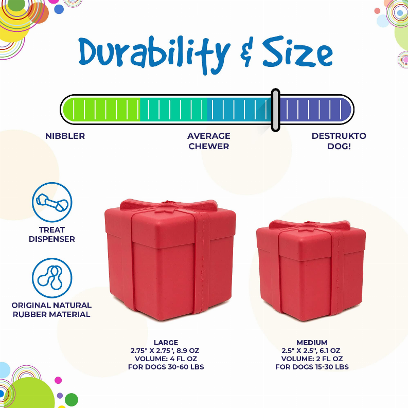 SP Gift Box Durable Rubber Chew Toy & Treat Dispenser - Luxvetco