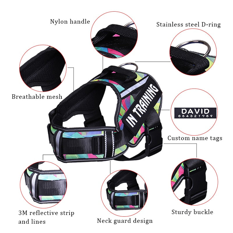 KOMMILIFE Adjustable Nylon Dog Harness Personalized - Luxvetco