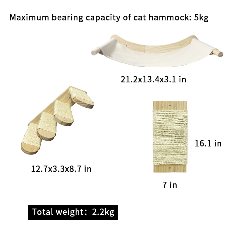 Wooden Cat Hammock Climbing Shelf